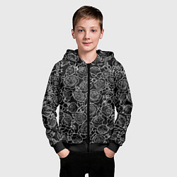 Толстовка на молнии детская Чайная роза: Черно белыи принт, цвет: 3D-черный — фото 2