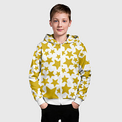 Толстовка на молнии детская Жёлтые звезды, цвет: 3D-белый — фото 2