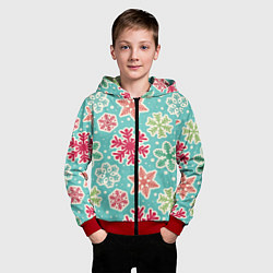 Толстовка на молнии детская Весёлые снежинки, цвет: 3D-красный — фото 2
