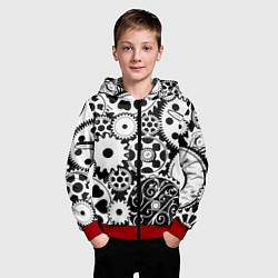 Толстовка на молнии детская Шестеренки в черно-белом стиле, цвет: 3D-красный — фото 2