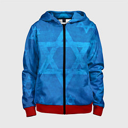 Толстовка на молнии детская Звезды Давида, цвет: 3D-красный