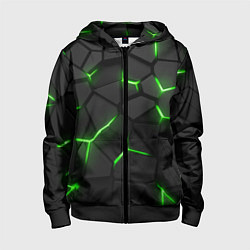 Толстовка на молнии детская Green neon steel, цвет: 3D-черный