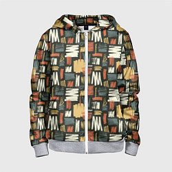 Толстовка на молнии детская Узор штрихованный, цвет: 3D-меланж