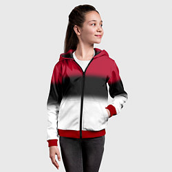 Толстовка на молнии детская Размытый полосатый узор черный красный белый, цвет: 3D-красный — фото 2