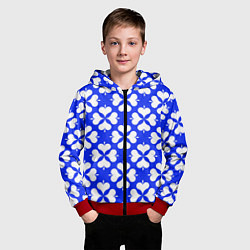 Толстовка на молнии детская Четырехлистный клевер синий, цвет: 3D-красный — фото 2