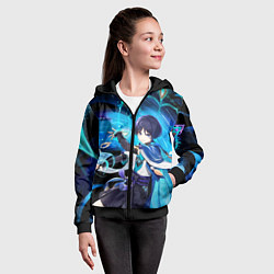 Толстовка на молнии детская Странник: Genshin impact, цвет: 3D-черный — фото 2