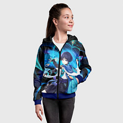 Толстовка на молнии детская Странник: Genshin impact, цвет: 3D-синий — фото 2