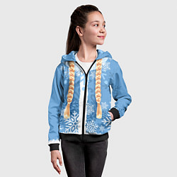 Толстовка на молнии детская Снегурочка с косами, цвет: 3D-черный — фото 2