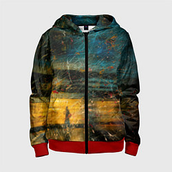 Детская толстовка на молнии Синие и жёлтые огни и царапины