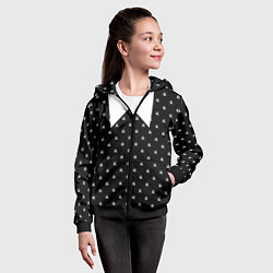 Толстовка на молнии детская Уэнздей Аддамс: униформа, цвет: 3D-черный — фото 2