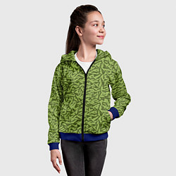 Толстовка на молнии детская Милитари листья в полоску, цвет: 3D-синий — фото 2