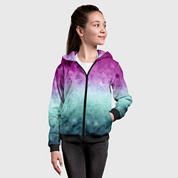 Толстовка на молнии детская Градиентный узор звезды розово-бирюзовый, цвет: 3D-черный — фото 2
