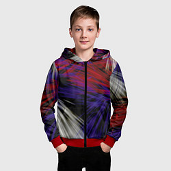 Толстовка на молнии детская Белые и красные лучи, цвет: 3D-красный — фото 2