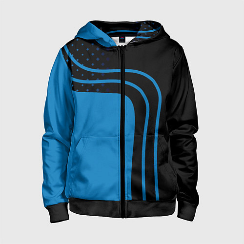 Детская толстовка на молнии Синие полоски / 3D-Черный – фото 1