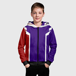 Толстовка на молнии детская Белые, красные, синие полосы, цвет: 3D-черный — фото 2