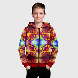 Толстовка на молнии детская Сияющий калейдоскоп, цвет: 3D-красный — фото 2