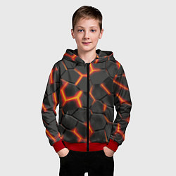 Толстовка на молнии детская Разлив лавы, цвет: 3D-красный — фото 2