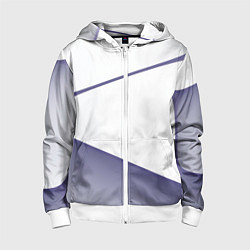 Толстовка на молнии детская Абстрактный белый и фиолетовый паттерн, цвет: 3D-белый