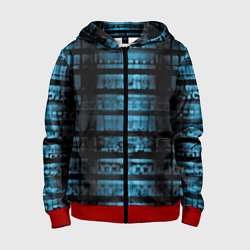 Детская толстовка на молнии Голубая абстракция / 3D-Красный – фото 1