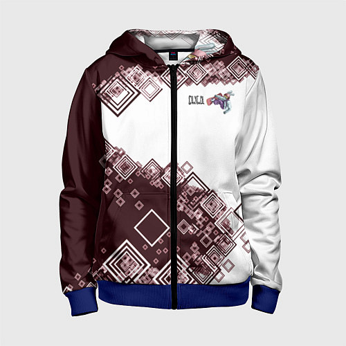 Детская толстовка на молнии Сноуборд Кролик / 3D-Синий – фото 1