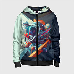 Толстовка на молнии детская Космос в стиле кубизма, цвет: 3D-черный