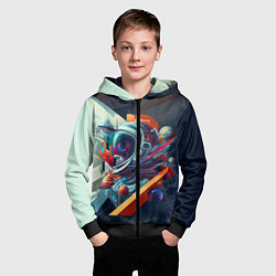 Толстовка на молнии детская Космос в стиле кубизма, цвет: 3D-черный — фото 2