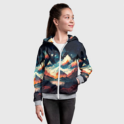 Толстовка на молнии детская Футуризм горы, цвет: 3D-меланж — фото 2