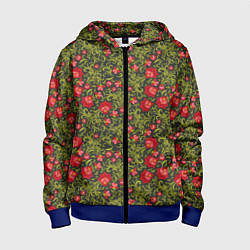 Детская толстовка на молнии Русские цветочные узоры