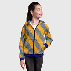 Толстовка на молнии детская Желтые полосы на бетоне, цвет: 3D-синий — фото 2