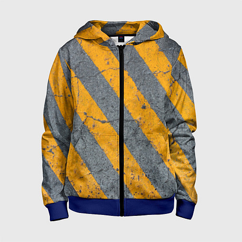 Детская толстовка на молнии Желтые полосы на бетоне / 3D-Синий – фото 1