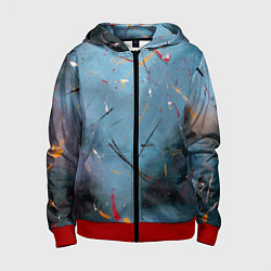 Детская толстовка на молнии Тёмно-синий абстрактный туман и краски