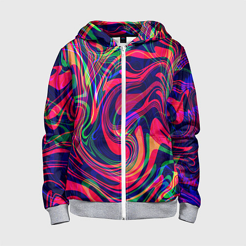 Детская толстовка на молнии Яркие волны / 3D-Меланж – фото 1