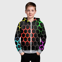 Толстовка на молнии детская Gradient hexagon genshin, цвет: 3D-меланж — фото 2