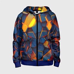 Толстовка на молнии детская Плитки со свечением, цвет: 3D-синий