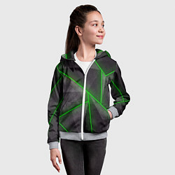 Толстовка на молнии детская Stripes Abstract green, цвет: 3D-меланж — фото 2