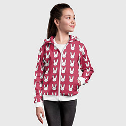 Толстовка на молнии детская Bunny Pattern red, цвет: 3D-белый — фото 2