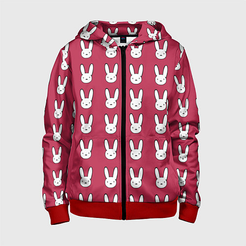 Детская толстовка на молнии Bunny Pattern red / 3D-Красный – фото 1