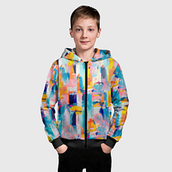 Толстовка на молнии детская Живописные мазки краски, цвет: 3D-черный — фото 2