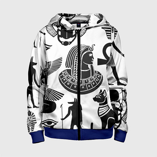 Детская толстовка на молнии Египетские знаки / 3D-Синий – фото 1