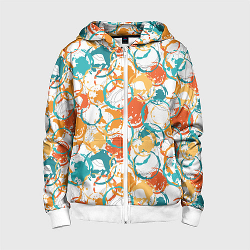 Детская толстовка на молнии Разноцветные пятна красок / 3D-Белый – фото 1