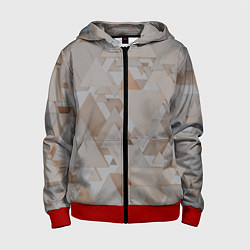 Детская толстовка на молнии Геометрическое множество серых и бежевых треугольн