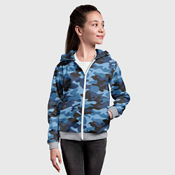 Толстовка на молнии детская Сине-черный камуфляж, цвет: 3D-меланж — фото 2