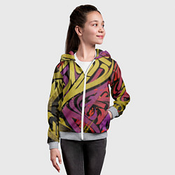 Толстовка на молнии детская Calligraphic style, цвет: 3D-меланж — фото 2