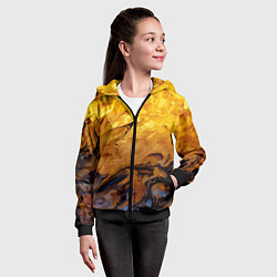Толстовка на молнии детская Абстрактное жидкое золото, цвет: 3D-черный — фото 2