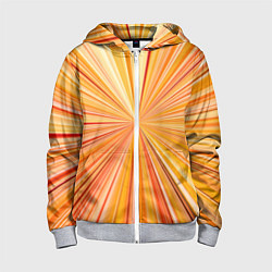Толстовка на молнии детская Абстрактные лучи оттенков оранжевого, цвет: 3D-меланж