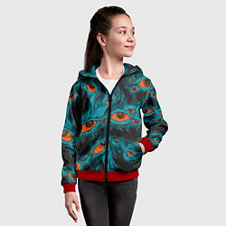 Толстовка на молнии детская Винтажные глаза пиксельные, цвет: 3D-красный — фото 2