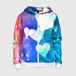 Толстовка на молнии детская Dreamy Hearts Multicolor, цвет: 3D-белый