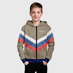 Толстовка на молнии детская Триколор - три полосы на песочном, цвет: 3D-синий — фото 2