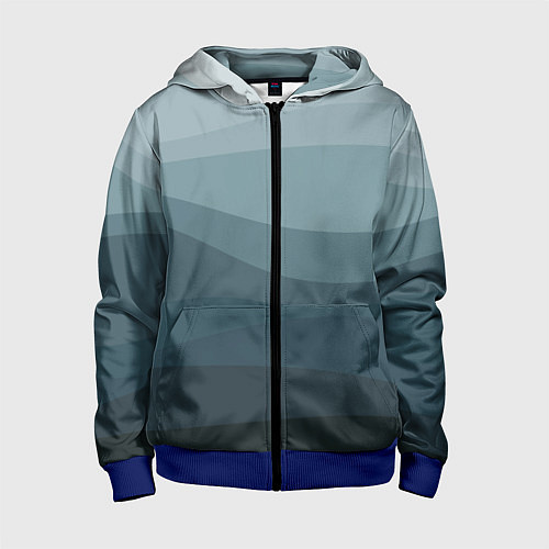 Детская толстовка на молнии Бирюзовые волны / 3D-Синий – фото 1