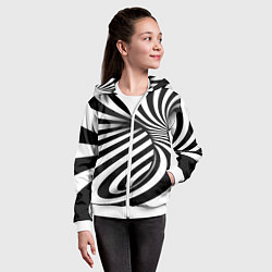 Толстовка на молнии детская Оптические иллюзии зебра, цвет: 3D-белый — фото 2